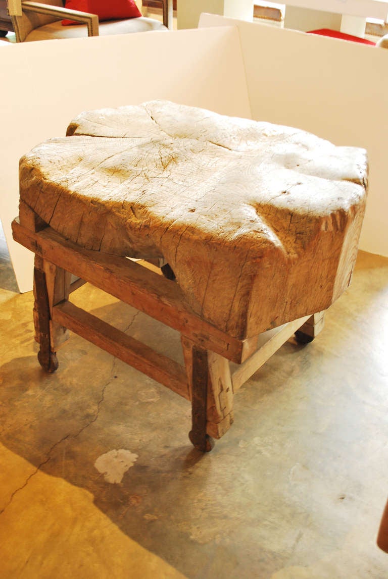 18th Century and Earlier Butcher Block On Wheels