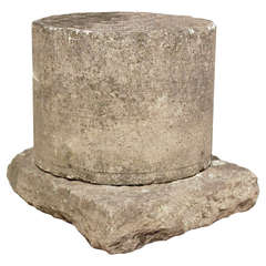 Carved Stone Column Side Table, French