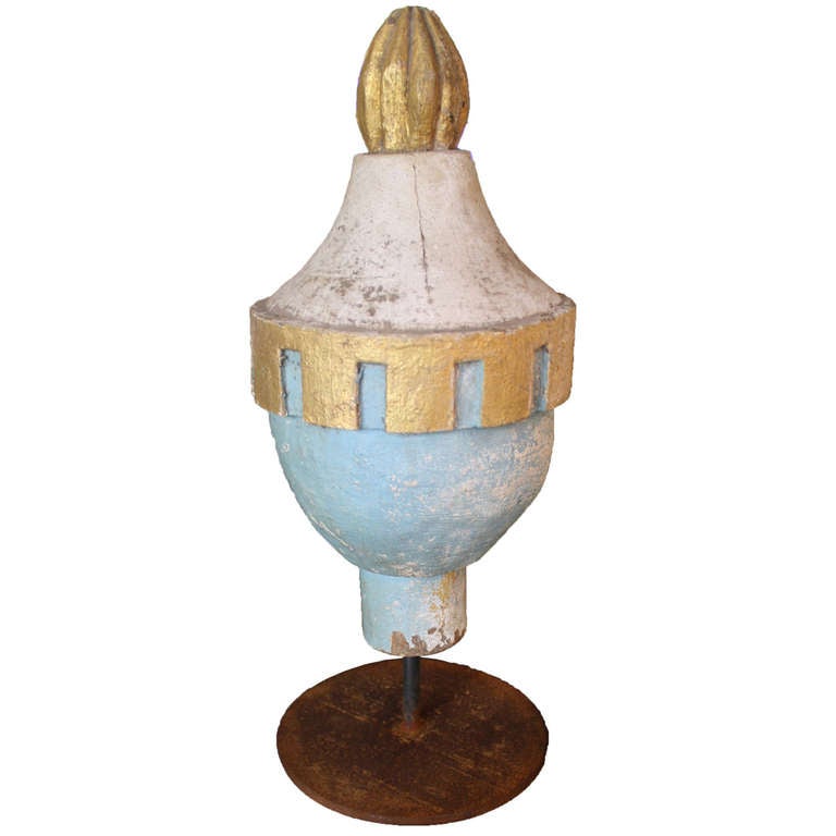 Carved Wood Finials On Stand at 1stDibs