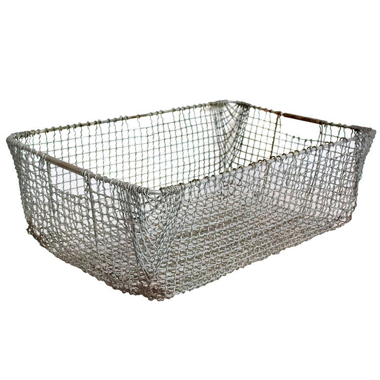 Vintage Woven Wire Basket at 1stdibs