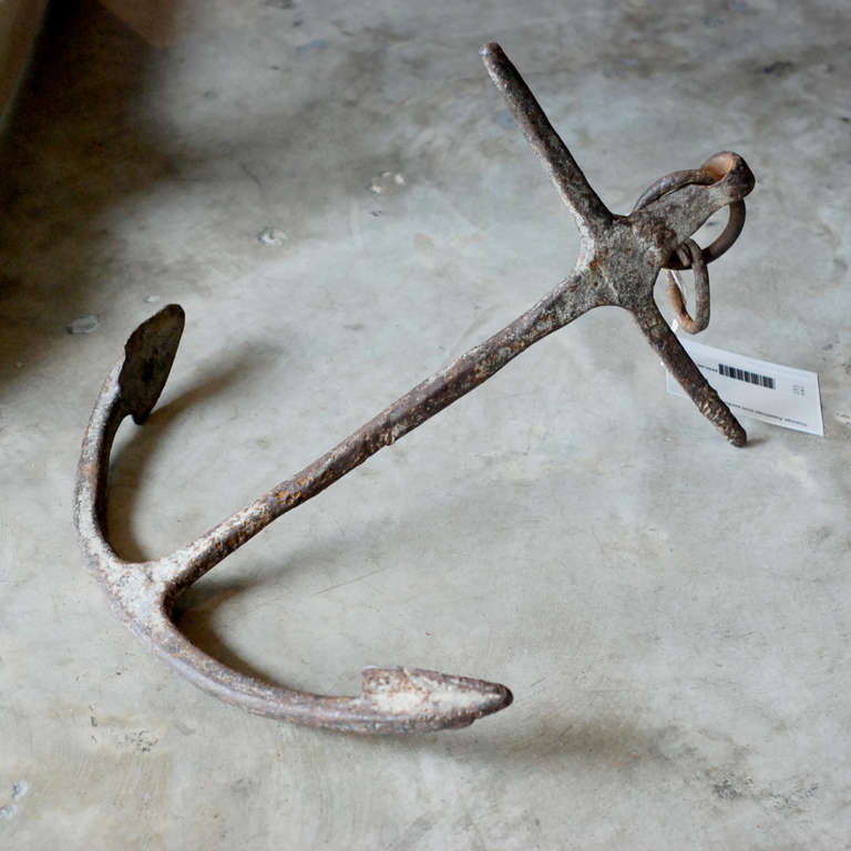 Vintage American iron anchor with natural patina