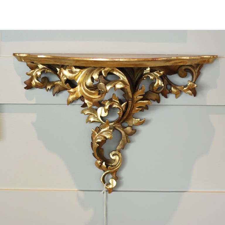 Deeply carved giltwood bracket, probably Italian