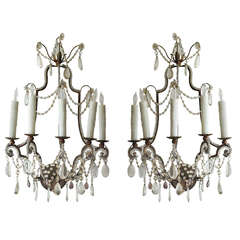 Late 19th c. French Crystal Sconces, newly wired. 