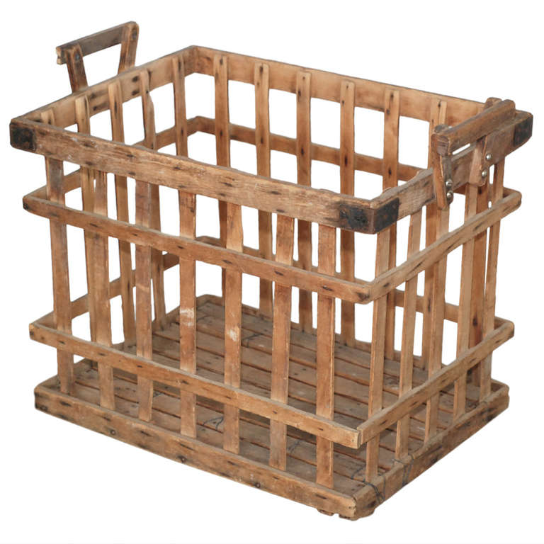 Vintage Wooden Basket at 1stdibs