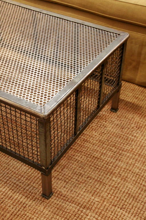 French Vintage Industrial Mesh Coffee Table