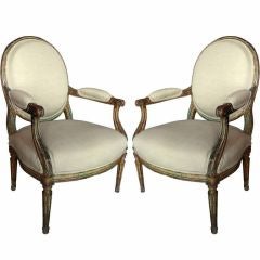 Pair of French Oval Back Chairs