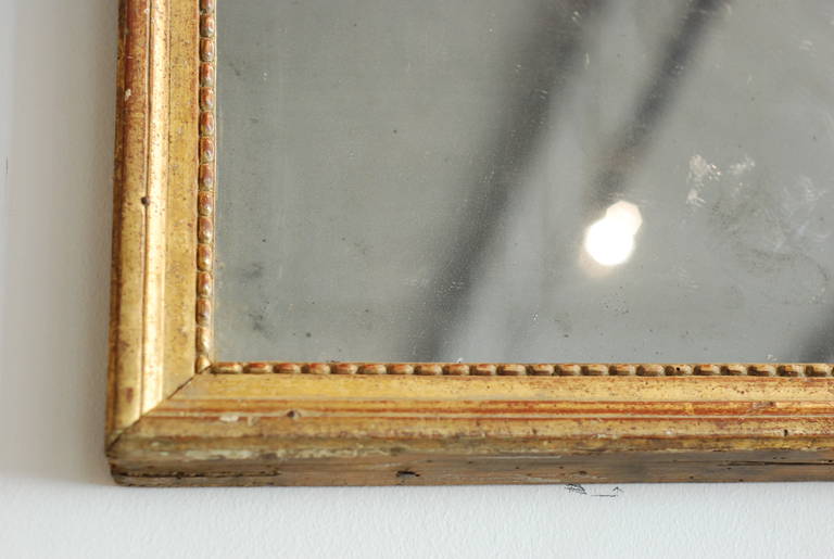 19th century French gilded mirror with original plate. Measures: 29