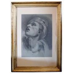 19th C. Hermine Goettner Charcoal Drawing.