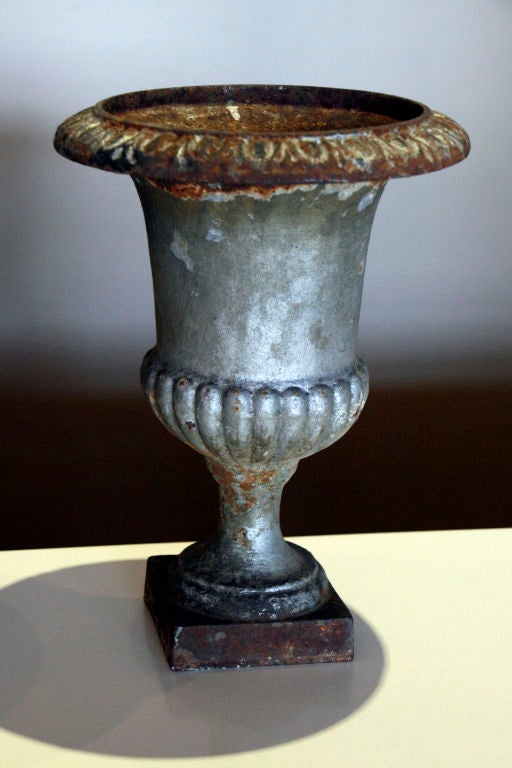 Pair of Vintage Cast Iron Garden Urns at 1stdibs