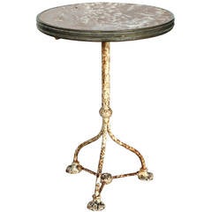 19th Century, Bistro Table with Original Marble Top and Brass Banding 1