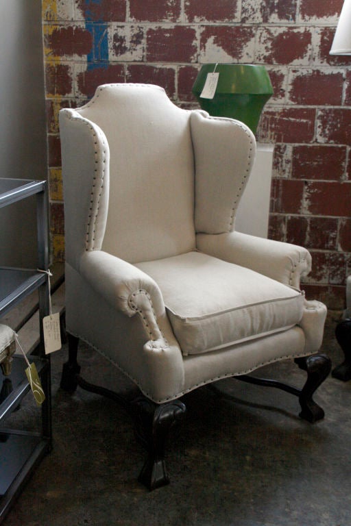 18th Century Portuguese Wingback Chair In Excellent Condition In Houston, TX
