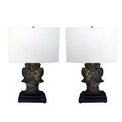 Pair of Brass Fragment Table Lamps
