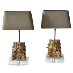 Table lamp from 18th century gilded fragment