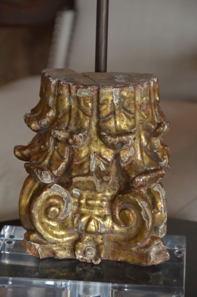 Table lamp from 18th century gilded fragment