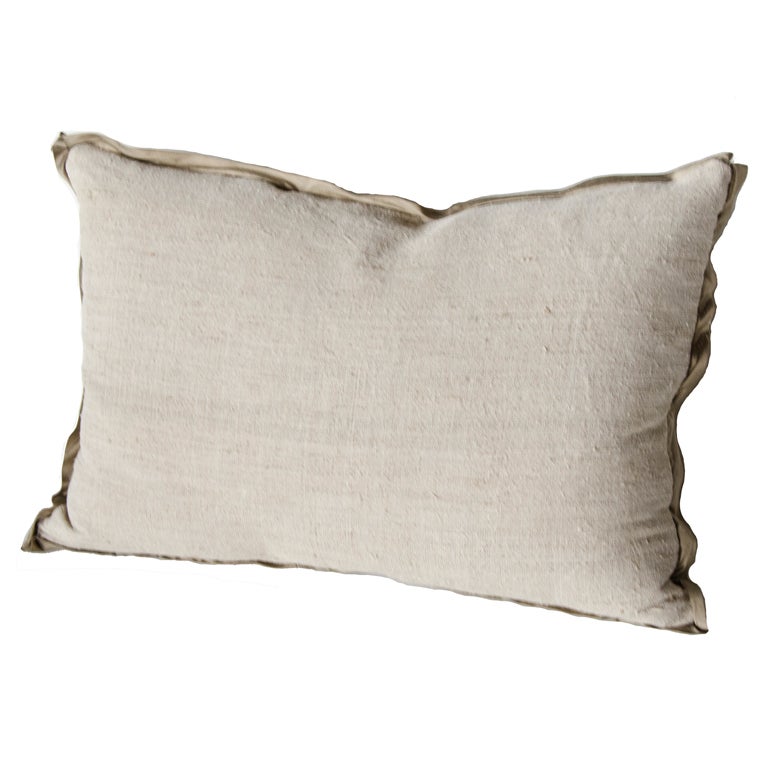 Lumbar pillow with silk welt at 1stdibs