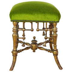 Green Velvet Chinoiserie Ottoman