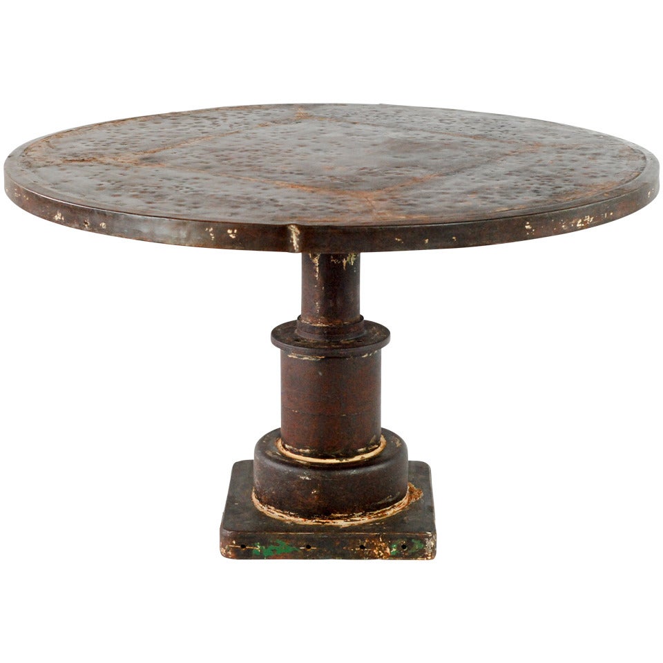 Round French Industrial Table For Sale