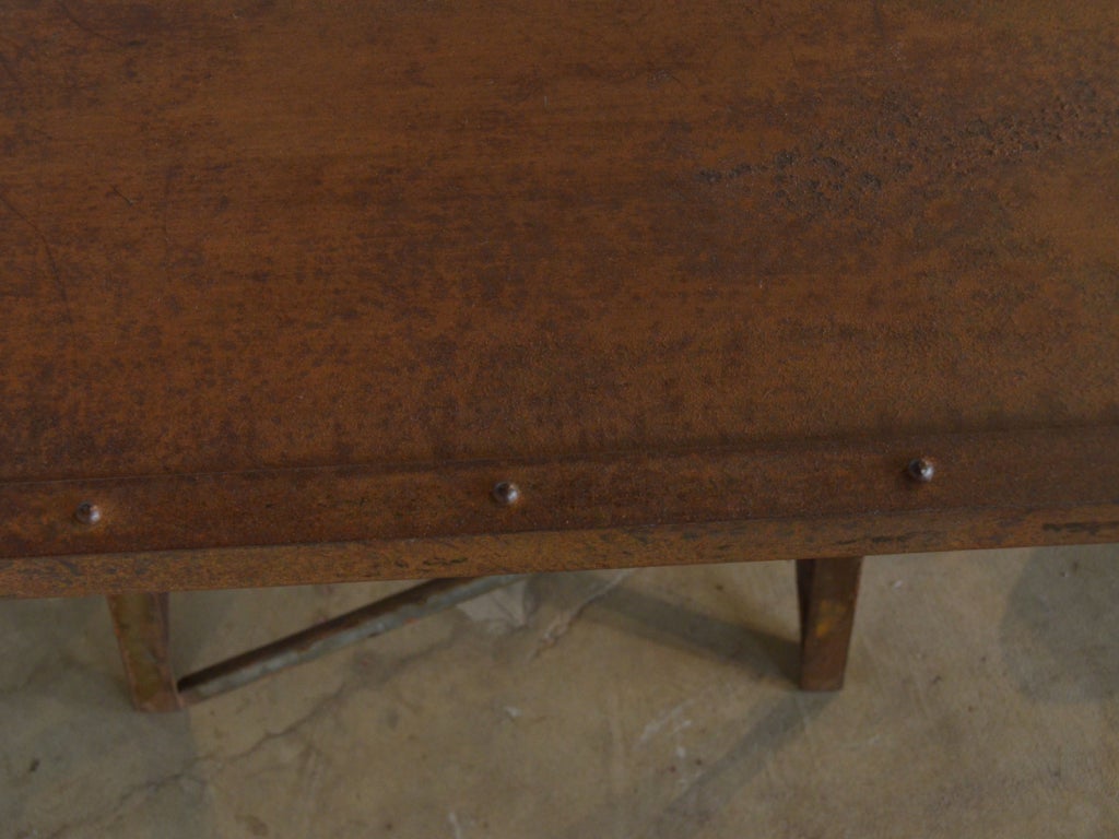 Metal Industrial table with rivet detail