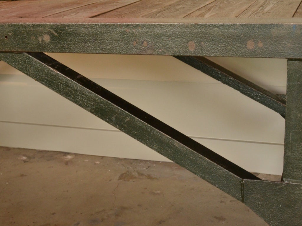 20th Century Industrial work table on casters