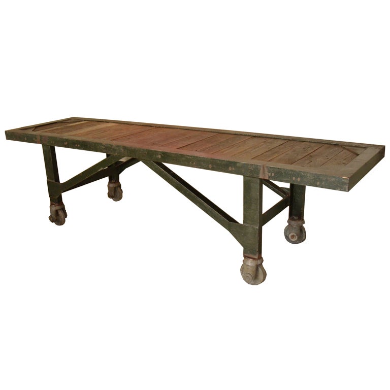 Industrial work table on casters