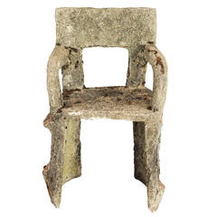 French Faux Bois Cement Chair Antique French Faux Bois Cement Chair