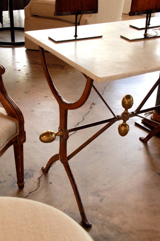 Table With Marble Top, Iron Base