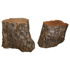 Pair of Large Wood Stump Tables