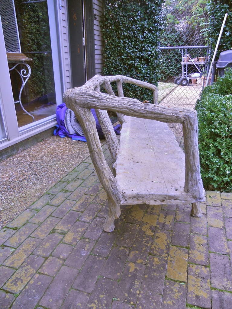 French Cement Faux Bois Garden Bench 2