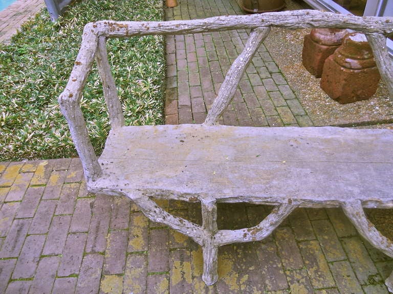 20th Century French Cement Faux Bois Garden Bench