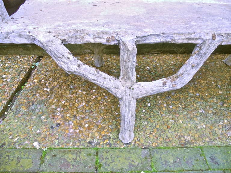 French Cement Faux Bois Garden Bench 6