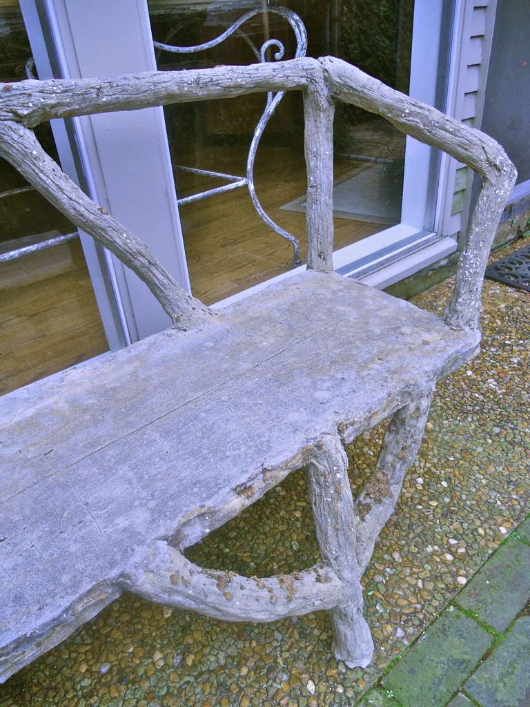 French Cement Faux Bois Garden Bench 5