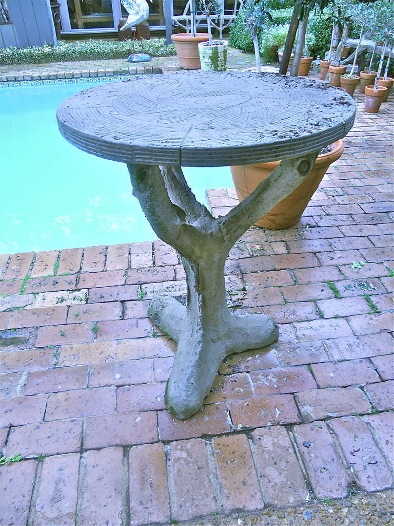 French Faux Bois 20th Century Cement Gueridon In Excellent Condition For Sale In Houston, TX