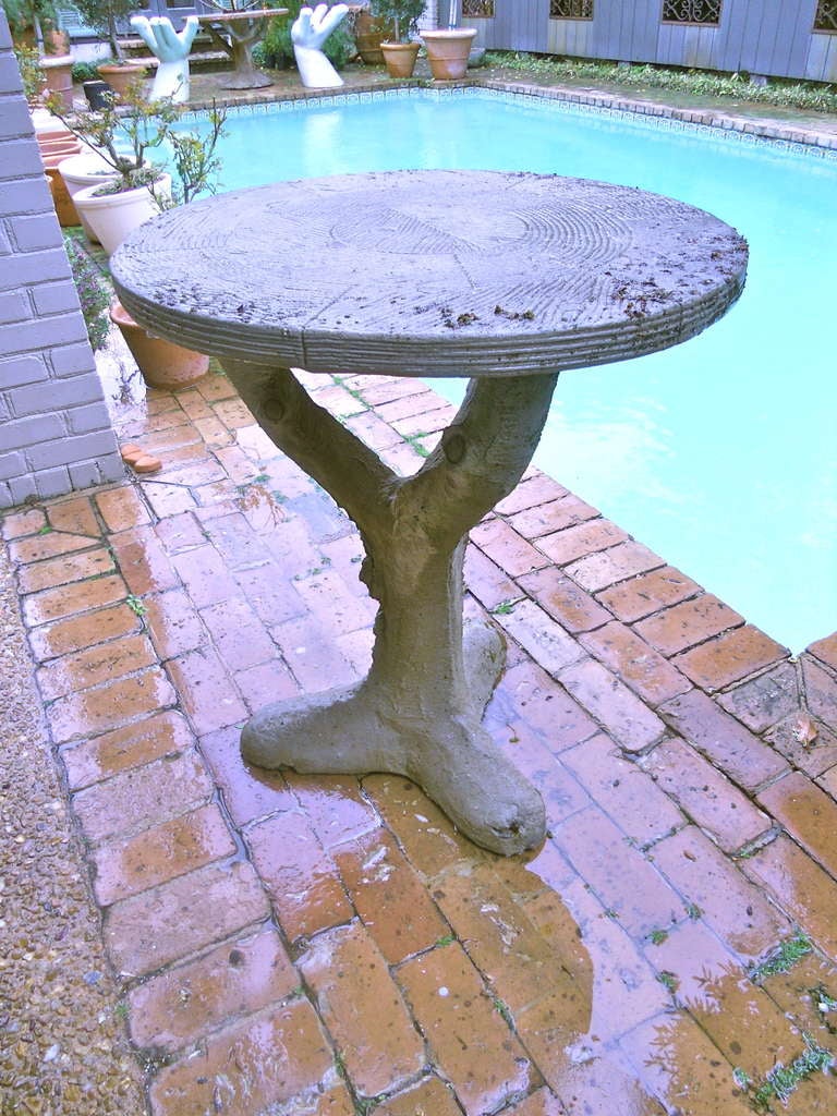 French Faux Bois 20th Century Cement Gueridon For Sale 4