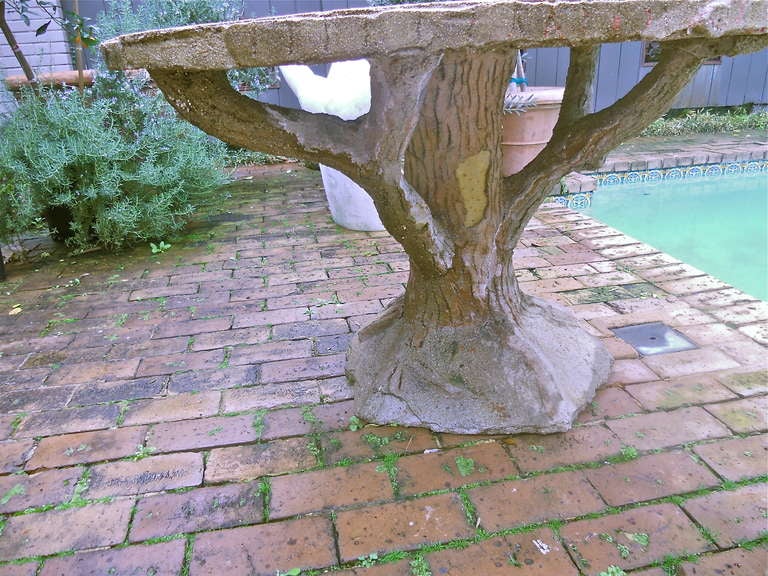 20th Century French Cement Faux Bois Garden Table