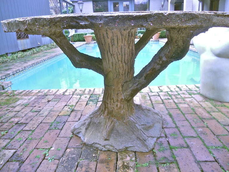 French Cement Faux Bois Garden Table 1