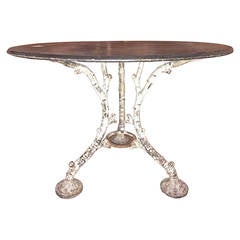 19th Century French Cast Iron Faux Bois Garden Table