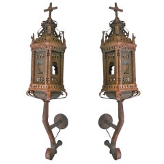 Pair 18th.Century Italian Tole Processional Lanterns