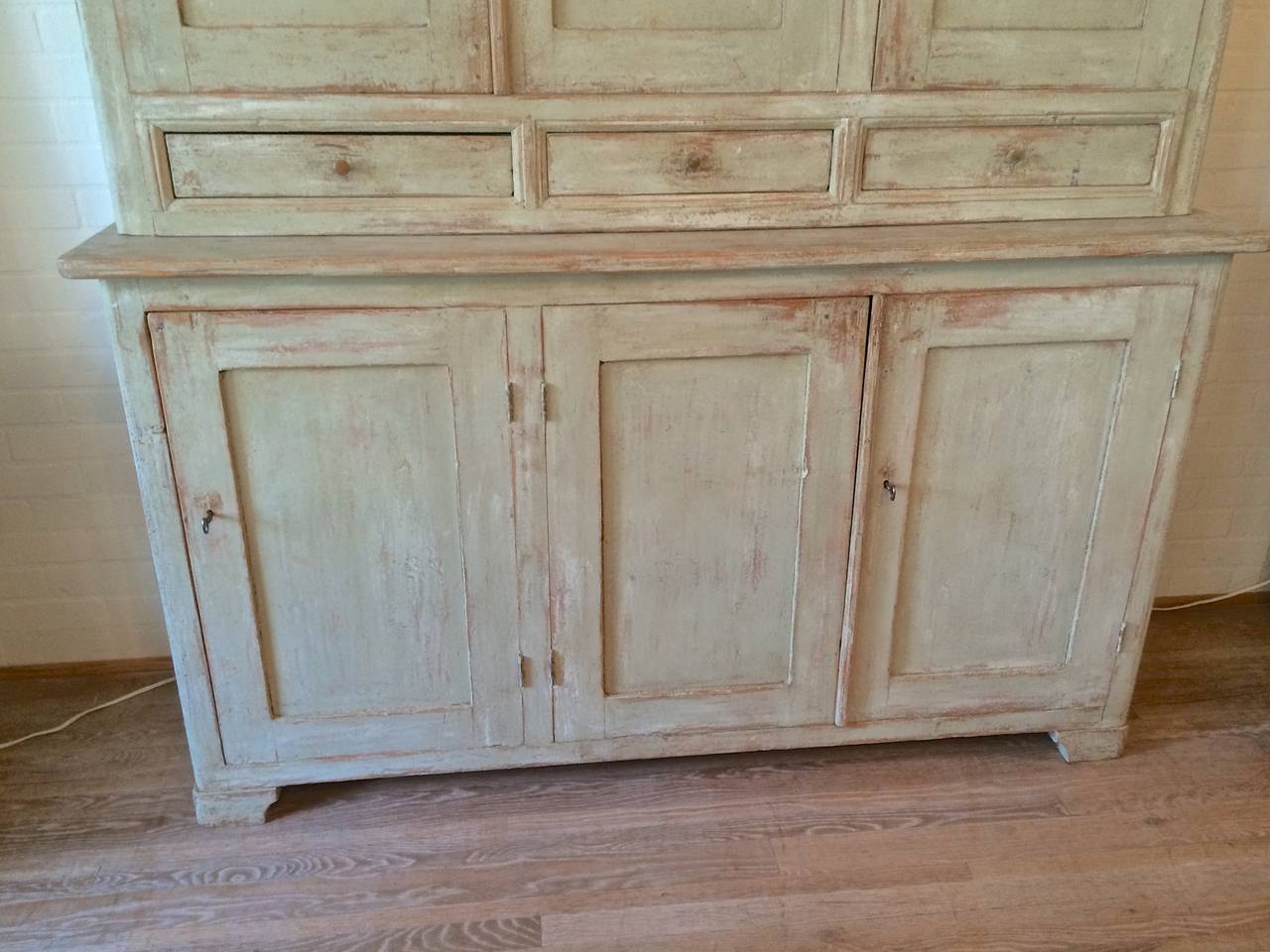 19th Century Swedish Painted Cupboard In Good Condition In Houston, TX