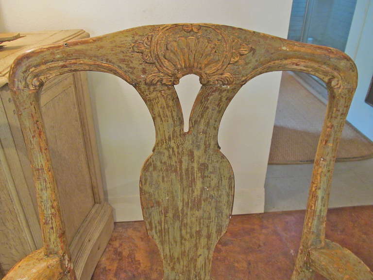 Carved 18th Century Swedish Rococco Armchair