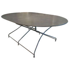 19th Century French Wrought Iron & Steel Folding Garden Table