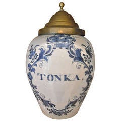 Antique 18th Century Dutch Delft Tabac Jar