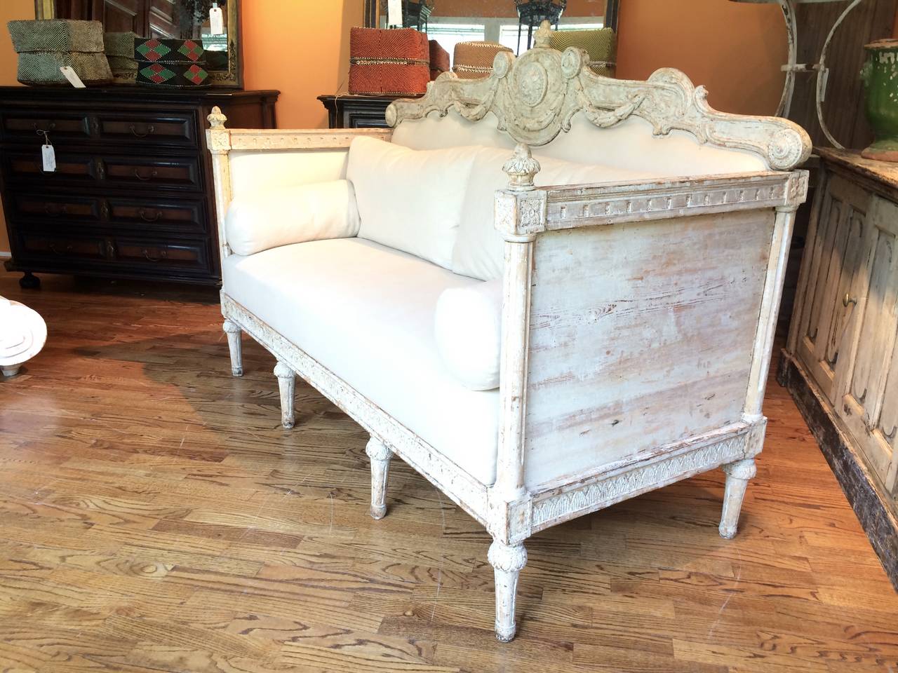Most unusual Swedish Gustavian sofa. Made to commemorate the second centenial of the founding of the Engelsberg Ironworks in Vastmanland. Owned at that time by the Timm family.