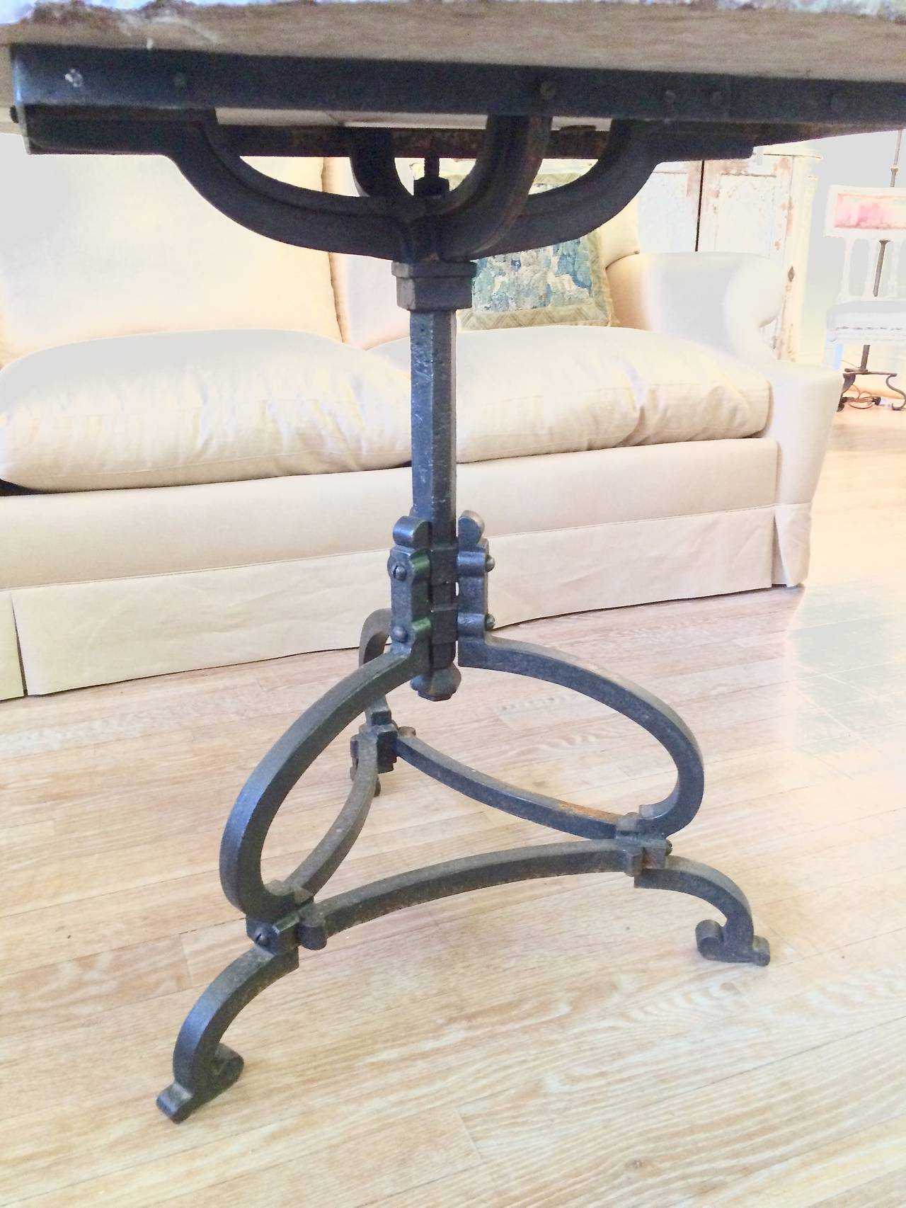 French Iron Gueridon with Marble Top