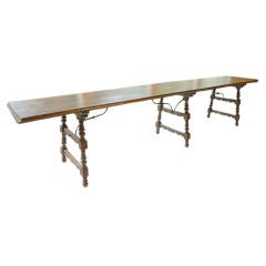 Italian Walnut Iron Strap Convent Table