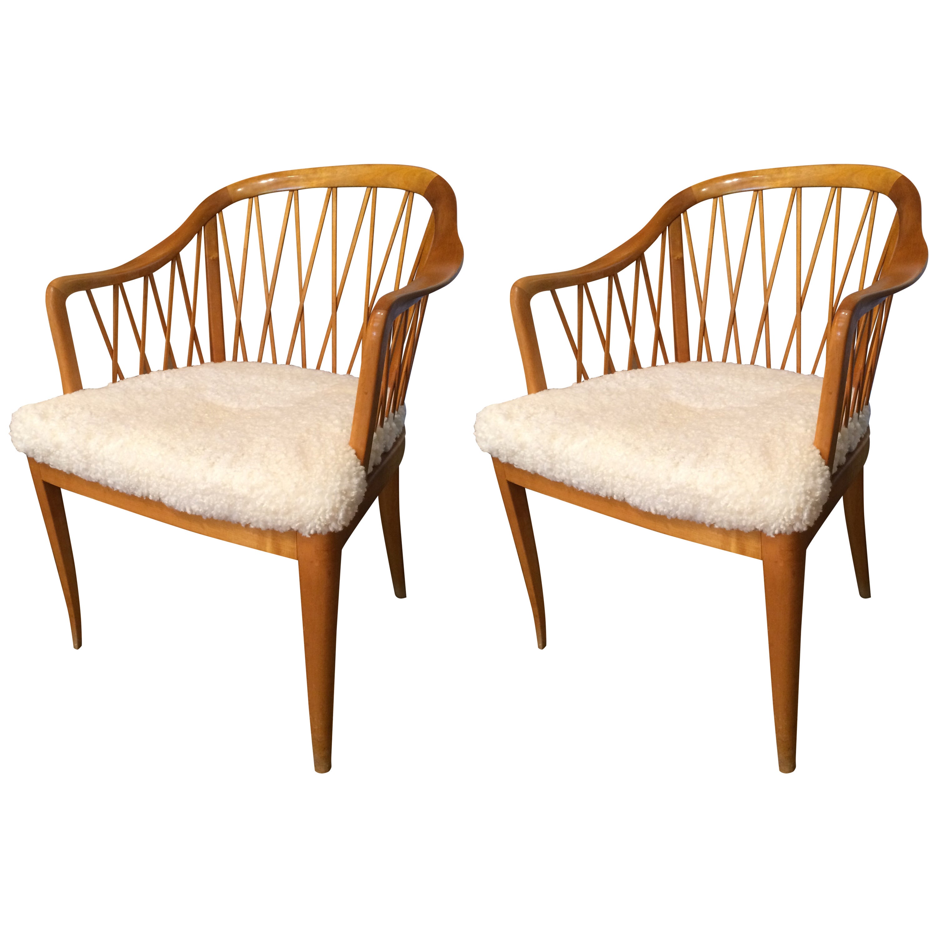 Pair of Swedish, 1940s Carl Malmstens "Widemar Chairs"