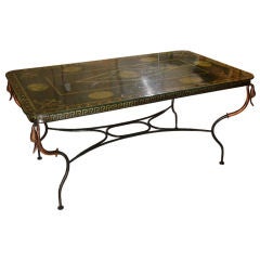 Painted Tole and Wrought Iron Table by Jansen, Paris