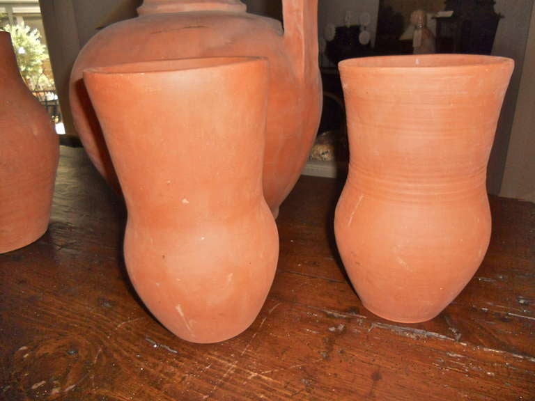 Mid-20th Century Set of 8 1950's Unglazed Terracotta Vases from Vallurice