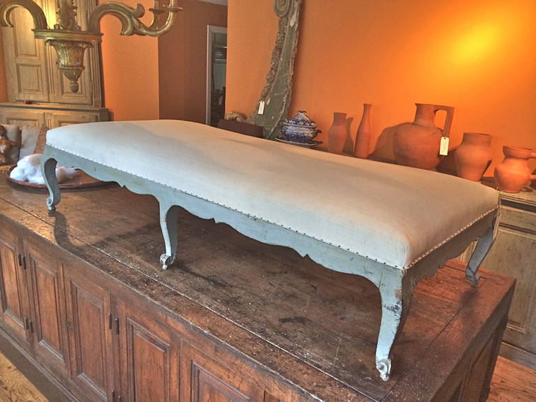 Carved 18th Century French Louis XV Painted Bench