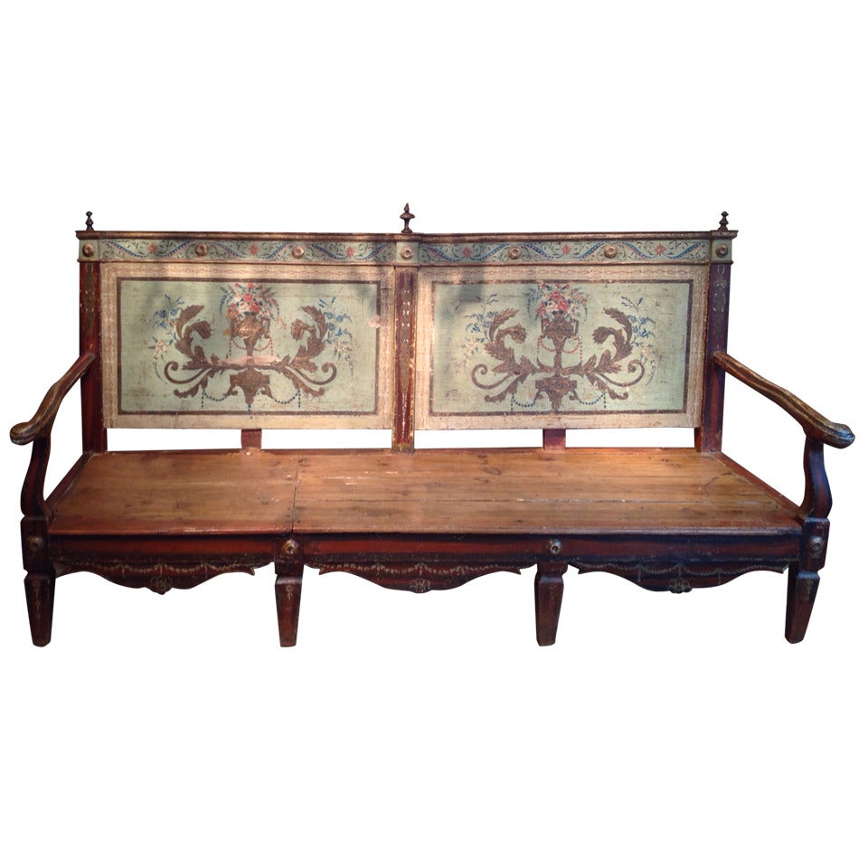 18th.Century Spanish Louis XV Painted Settee For Sale