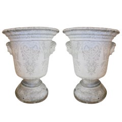 Pair of 19th. Century French Rouen Enamel Vases